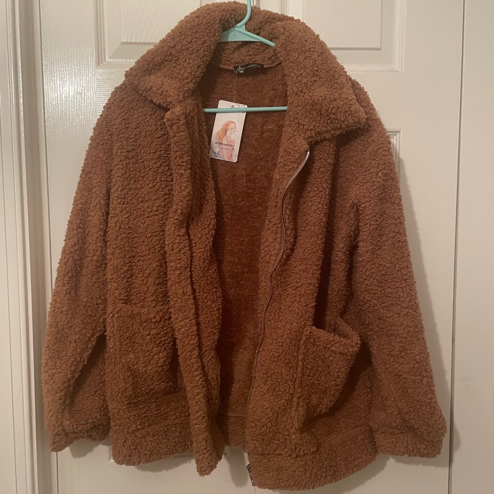 Brown sherpa teddy jacket
